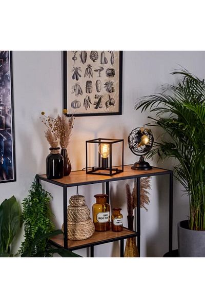 RİOLİGHT Black Modern13 Retro Vintage Rustic Lampholder Cube Metal - 20cmx20cm Lampshade