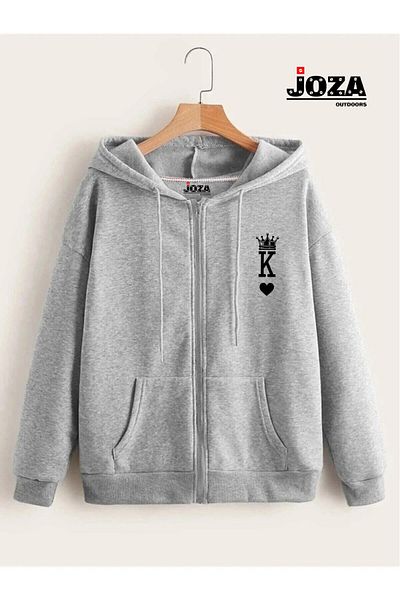 Joza Outdoors Unisex K-q King Queen Design Lover Combination 3 νήματα με φερμουάρ με κουκούλα Fleece Σετ 2 τεμαχίων