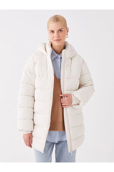 LC Waikiki LCW Modest Hooded Plain Oversize Women's Puffer Jacket