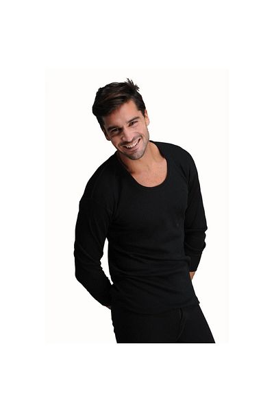Hasyün Ανδρικά μακρυμάνικα μαύρα μάλλινα θερμικά εσώρουχα