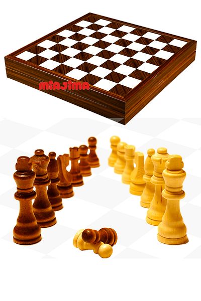 Miajima Premium Walnut Chess Set with Box and Box