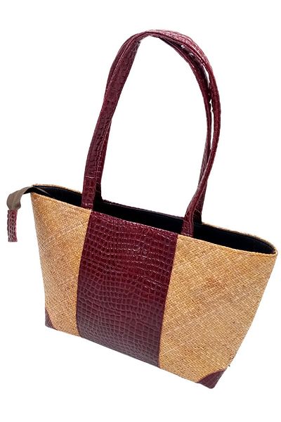 Dünyadan Hediyeler Straw Knitted Leather Decorated Hand Shoulder Bag No.22