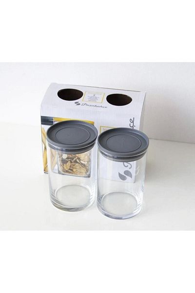 Paşabahçe 730cc Vacuum Glass Jar - 2 Storage Containers (GREY)43736