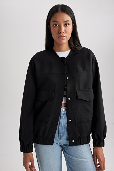 DeFacto College Collar Pocket Snap Fastener Bomber Coat – vodoodpudivý B3467Ax23Au