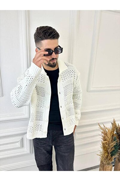 elkumoda Cardigan Oversize Special Knitted Knitwear Patterned Loose Knitted C...