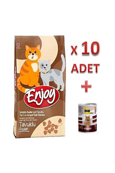 Enjoy Tavuklu Yetişkin Kedi Maması 1 Kg x 10 Adet + 1 ADET 400 gr Konserve