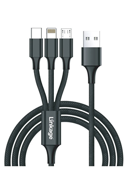 Linkage 3in1 Çoklu Şarj Kablosu 2A iphone micro type-c