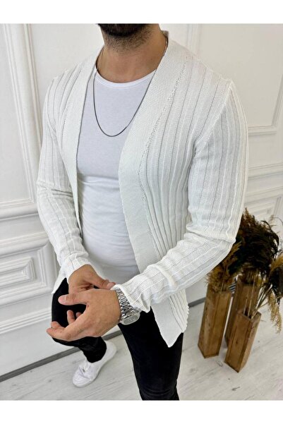 elkumoda Cardigan Braided Knitwear Patterned Shawl Collar Fit Knitted Cardigan