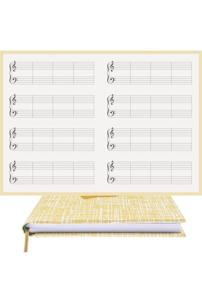 BİDEFTER مفكرة بيانو (مفتاح فاي يسار) 100% صناعة يدوية، خياطة يدوية (خيوط) غل...