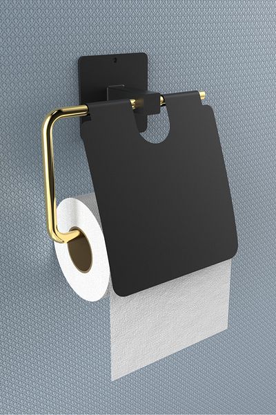 KARTEYA Stainless Gold Toilet Paper Holder/Toilet Wc Paper Holder with Adhesive Cover