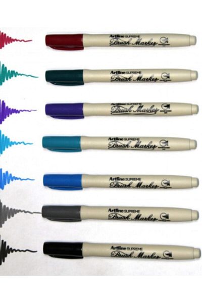 artline Supreme Brush Marker Brush Tip Pen 7 Colors