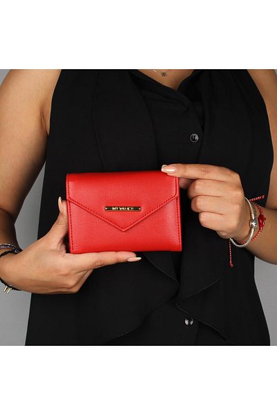 My Valice Women's Leather Wallet and Card Holder 1621 Red