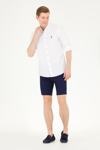 U.S. Polo Assn. ΒΑΣΗ. POLO ΑΝΔΡΙΚΟ SILIMFIT ΑΘΛΗΤΙΚΟ ΒΑΜΒΑΚΙ ΠΟΥΚΑΜΙΣΟ G081SZ004.000.1672341 CEDCOLOR