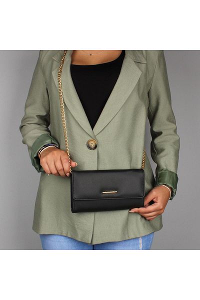 My Valice Leather Crossbody Mini Portfolio Bag with Wallet and Card Holder Compartment Phone Bag 1622 Black