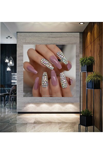 HDART Pırlanta Tırnak Gold Makyaj Oje Kuaför Güzellik Salonu Kadın Duvar Kanvas Tablo Tablosu