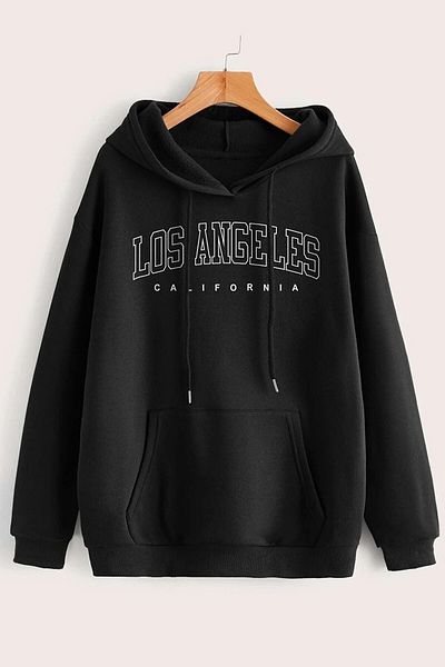 Modern Moda Hanorac oversize pentru femei cu imprimeu Los Angeles California