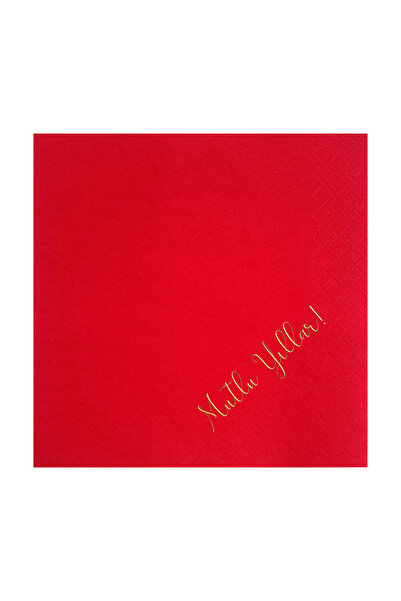 Story مجموعة من 16 منديل ورقي أحمر مقاس 33 × 33 سم بنقشة أوراق الذهب لعيد الم...