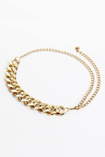 Liveyn Design Curea de damă cu lanț gros de culoare aurie