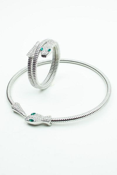 Liveyn Design Zircon Stone Snake Necklace Bracelet Set