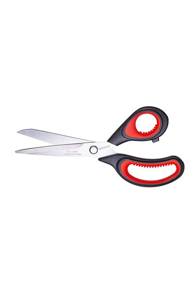 ATMACA TUHAFİYE Steel Tailor Scissors 24 Cm - 9.5 inch Tailor Scissors - Fabric Scissors - RED BLACK