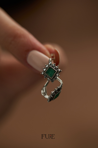 FUJE Eylül Doğum Taşı Kadın Küpe, Safir Küpe, Markazit & Yakut Gümüş Küpe, Zü...