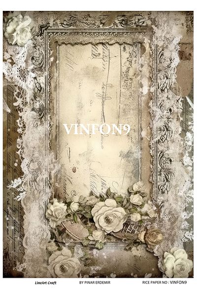 LİNEART Brass Patterned LineArt Decopage Paper - LA-VINFON9