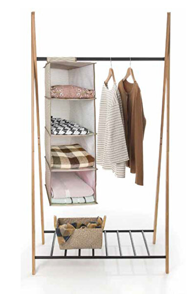 Genel Markalar Dolap Içi Düzenleyici 4 Bölmeli Katlanabilir Bez Dolap Organizeri