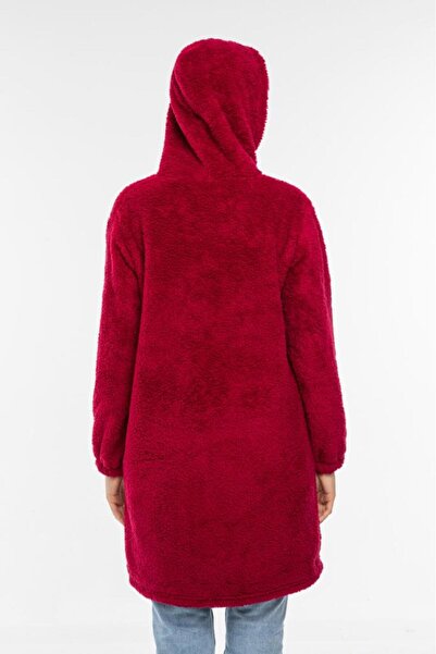 MODA VUSLAT Kadın Bordo Uzun Hırka
