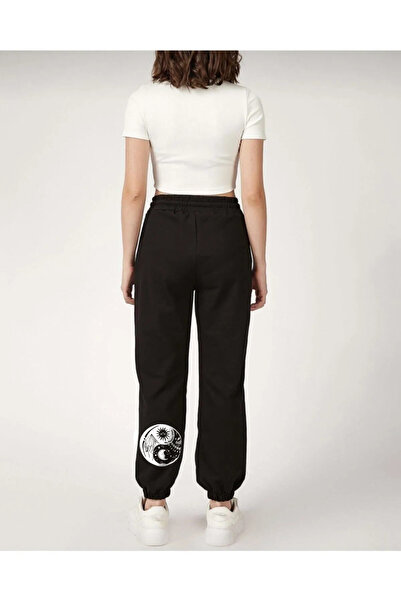 Generic Brand Women's Moon Sun back printed Jogger Sweatpants with Elastic Waist