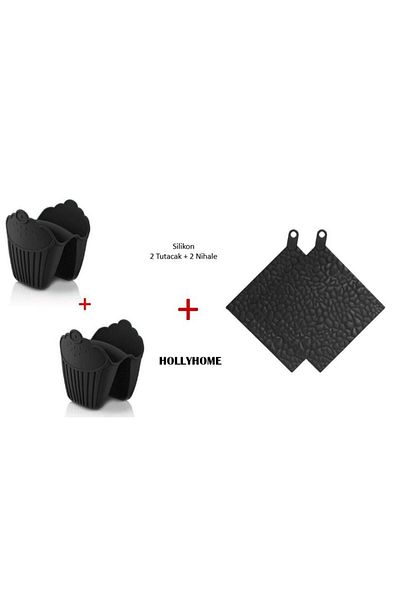 HOLLYHOME Set of 2; Trivet Holder - 2 Pieces Silicone Trivet, 2 Pieces Oven Holders, Saucepan Teapot Bottom Hh