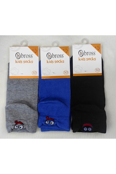 Bross 3D FACE PATTERNED UNISEX CHILDREN'S CHILDREN'S SOCKS 3-PACK