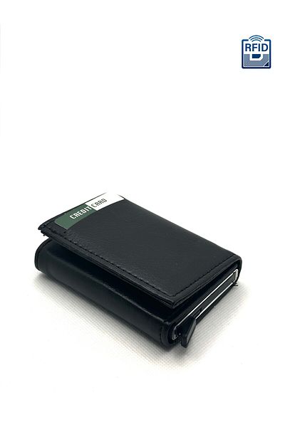 sinbEsg Portofel pentru bărbați cu suport pentru carduri cu mecanism automat și protecție RFID împotriva furtului