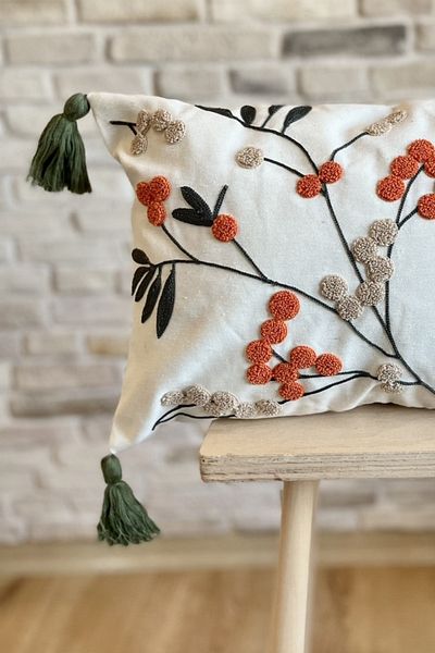 SWITA Punch Embroidered Single Decorative Special Design Throw Pillow Cover