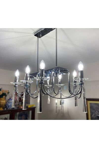 yıldırımavize Countess 8-Piece Dining Table Chrome Finish (Fully Assembly.)