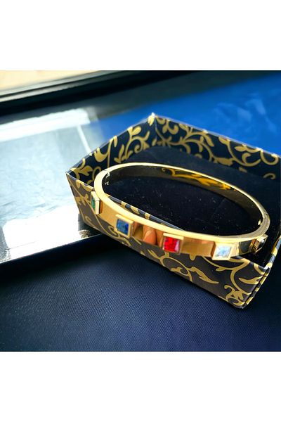 kapris concept antiallergic steel cuff bracelet with colored stones