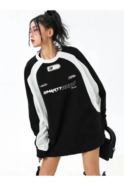 Köstebek Black Stripe Detailed Smarttooth College Long Sleeve