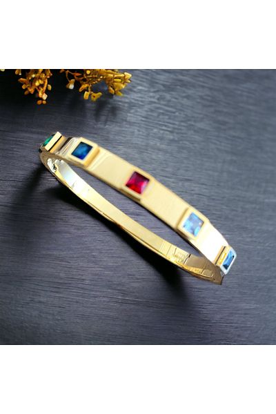 kapris concept antiallergic steel cuff bracelet with colored stones