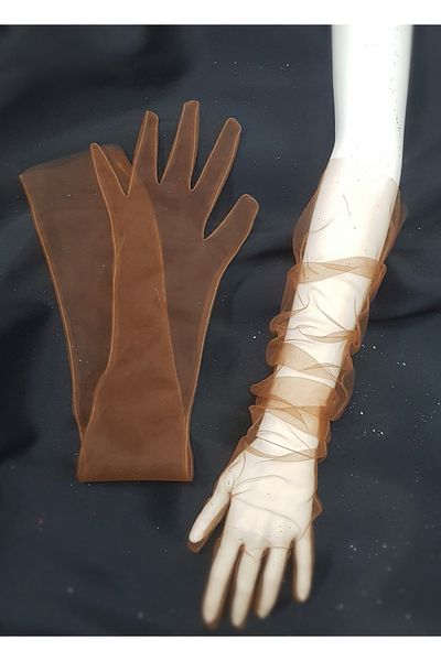 es moda shop Bella evening dress bridal gloves long copper