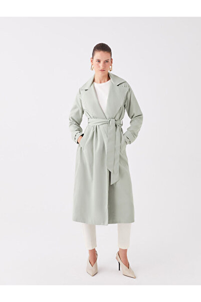 LC Waikiki سترة طية صدر السترة عادي كم طويل المرأة خندق معطف