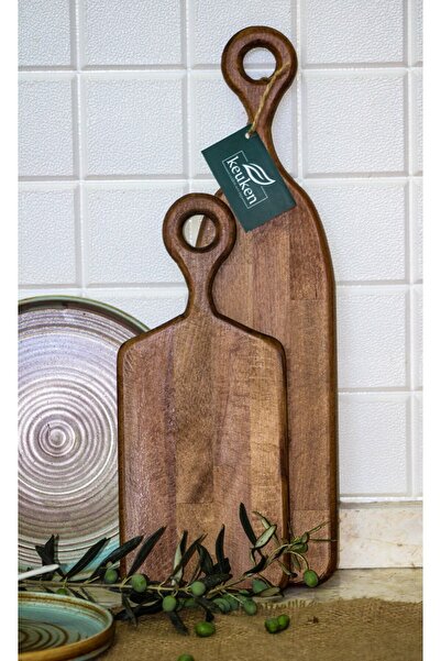 NORDIC STYLE & KEUKENWOOD Koyu Ceviz Kesme Ve Servis Tahtası 13 Cmx 50 Cm- 15cmx36 Cm 2 Adet