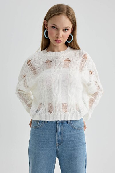 DeFacto Openwork Crew Neck Sweater - B3692ax23wn