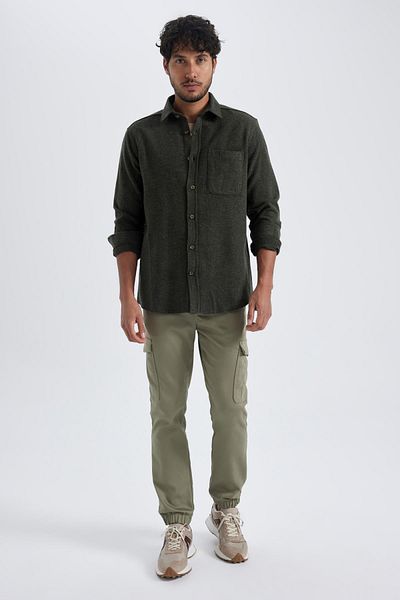 DeFacto Regular Fit Lumberjack Pocket Detailed Basic Plain Long Sleeve Shirt A5515Ax23Au
