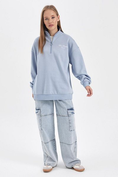 DeFacto Cool mikina Oversize Fit Half Zip Thick A2230ax23wn