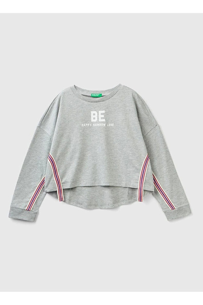 Benetton Κοριτσίστικο μπλουζάκι γκρι μελανζέ - 3VR5C10E8