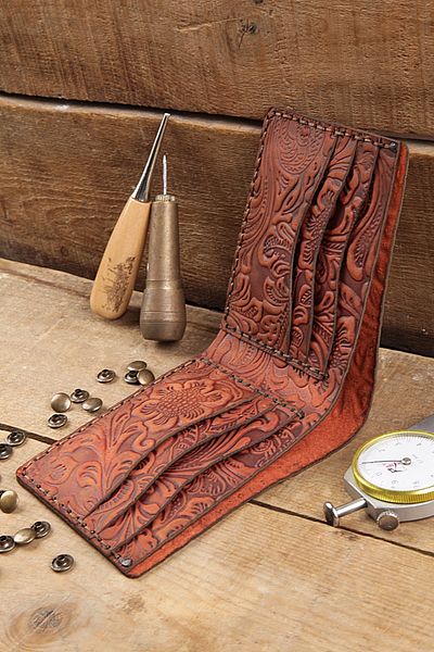 New Coast Leather 1900's Ανδρικό πορτοφόλι από γνήσιο δέρμα χειροποίητο πλακάκι