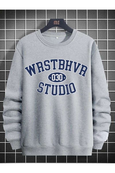 ZEMLİYA Gray Oversize Unisex Crew Neck Sweatshirt