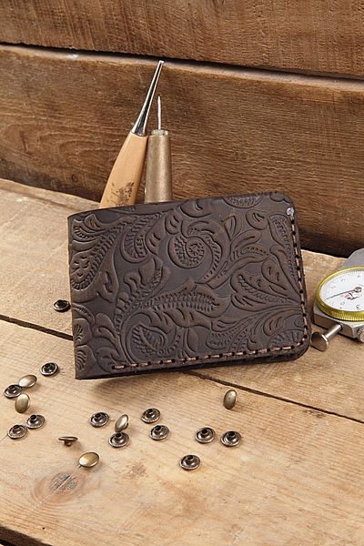 New Coast Leather 1900's Ανδρικό πορτοφόλι από γνήσιο δέρμα, μινιμαλιστικό σκούρο καφέ
