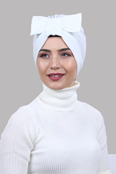 Nowa Scarf غطاء رأس مزدوج الجوانب باللون الأبيض مع فيونكة تستخدم في البحر