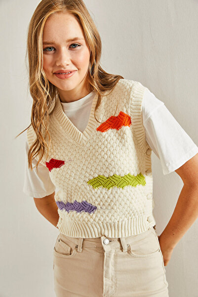 Bianco Lucci Damen-Pullover mit V-Ausschnitt