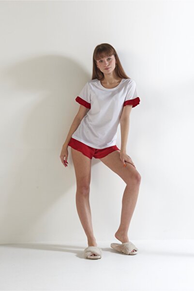 Serbella Red Ruffle Shorts Set